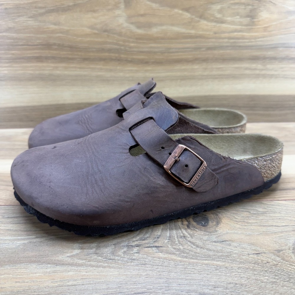 Birkenstock Boston Clogs Womens 8 W EU 39 Brown Nubuck Leather Slip On - Picture 4 of 10